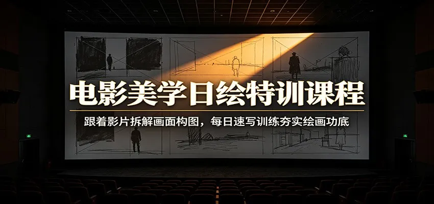 电影美学日绘特训课程：跟着影片拆解画面构图，每日速写训练夯实绘画功底mc69.cn - 副业项目分享,互联网学习资源,考公考研资料,虚拟资料与创业思路天璇笔记网