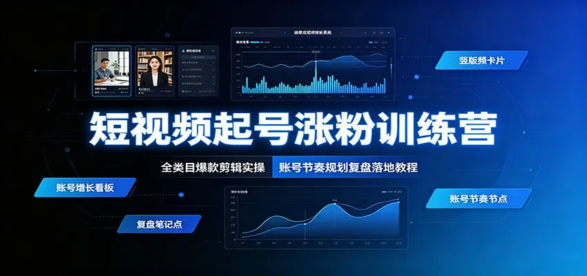 短视频起号涨粉训练营：全类目爆款剪辑实操，账号节奏规划复盘落地教程mc69.cn - 副业项目分享,互联网学习资源,考公考研资料,虚拟资料与创业思路天璇笔记网