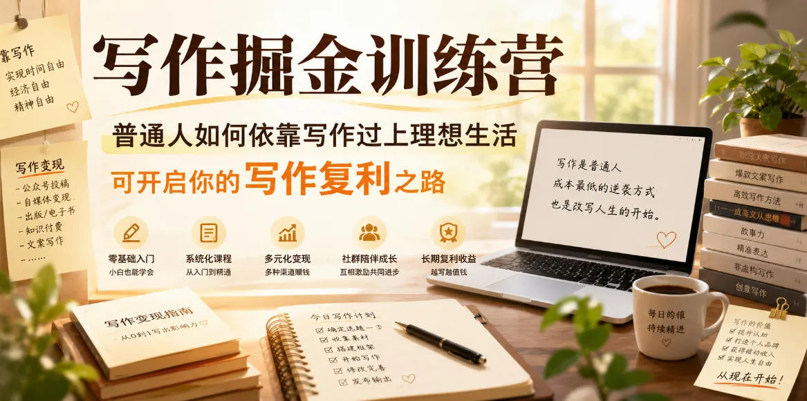写作掘金训练营，普通人如何依靠写作过上理想生活，可开启你的写作复利之路（更新6月）mc69.cn - 副业项目分享,互联网学习资源,考公考研资料,虚拟资料与创业思路天璇笔记网