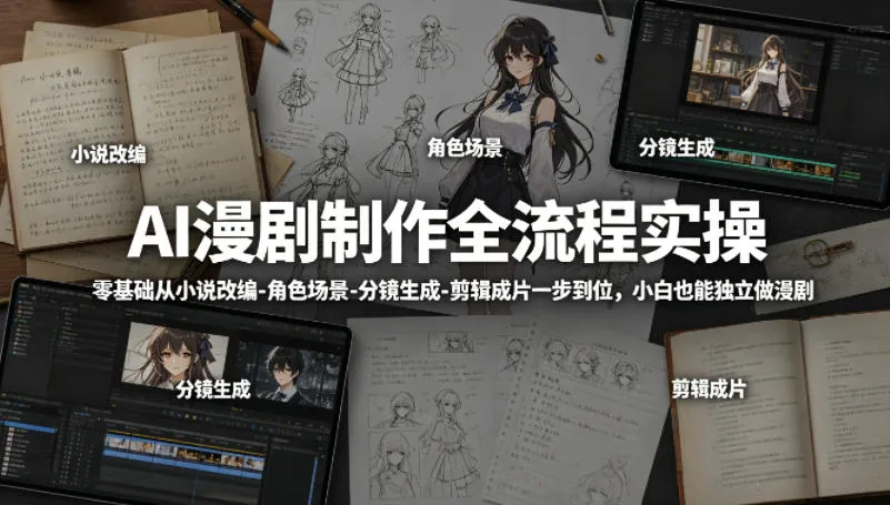 AI漫剧制作全流程实操，零基础从小说改编-角色场景-分镜生成-剪辑成片一步到位，小白也能独立做漫剧mc69.cn - 副业项目分享,互联网学习资源,考公考研资料,虚拟资料与创业思路天璇笔记网