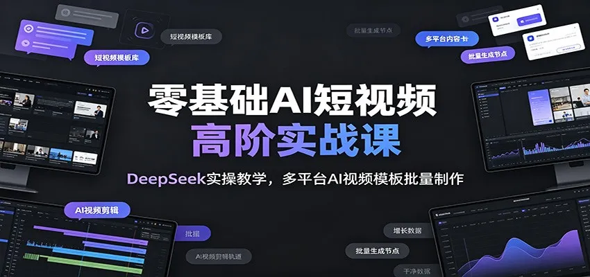 零基础AI短视频高阶实战课：DeepSeek实操教学，多平台AI视频模板批量制作mc69.cn - 副业项目分享,互联网学习资源,考公考研资料,虚拟资料与创业思路天璇笔记网