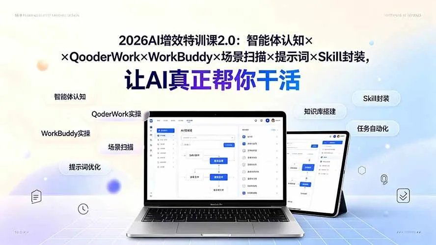 （19368期）2026AI增效特训课2.0：智能体认知×QoderWork×WorkBuddy×场景扫描×提示词×Skill封装，让AI真正帮你干活mc69.cn - 副业项目分享,互联网学习资源,考公考研资料,虚拟资料与创业思路天璇笔记网