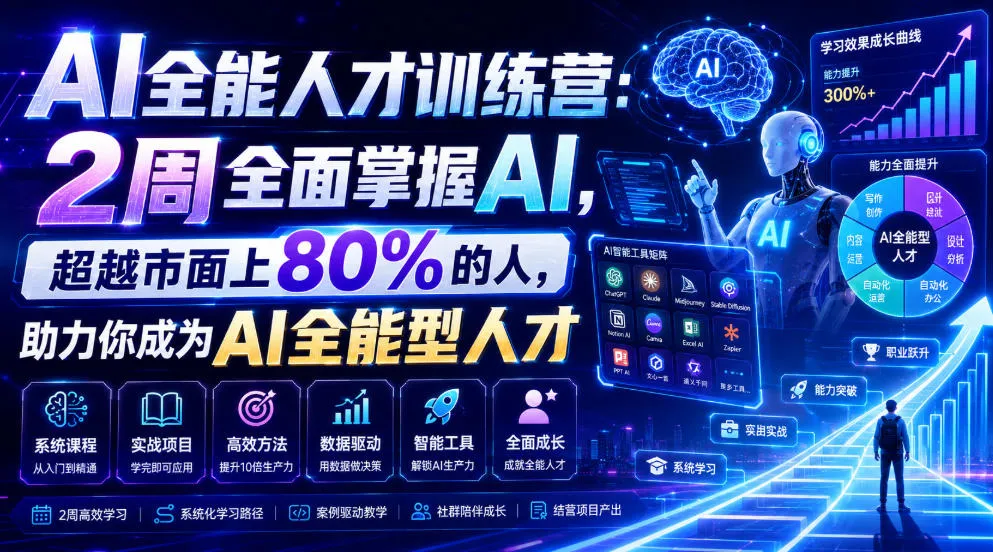 AI全能人才训练营：2周全面掌握AI，超越市面上80%的人，助力你成为AI全能型人才mc69.cn - 副业项目分享,互联网学习资源,考公考研资料,虚拟资料与创业思路天璇笔记网
