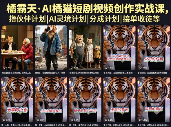 橘霸天·AI橘猫短剧视频创作实战课，撸伙伴计划|AI灵境计划|分成计划|接单收徒等mc69.cn - 副业项目分享,互联网学习资源,考公考研资料,虚拟资料与创业思路天璇笔记网