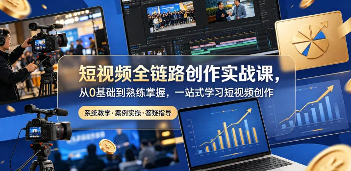 短视频全链路创作实战课，从0基础到熟练掌握，一站式学习短视频创作mc69.cn - 副业项目分享,互联网学习资源,考公考研资料,虚拟资料与创业思路天璇笔记网