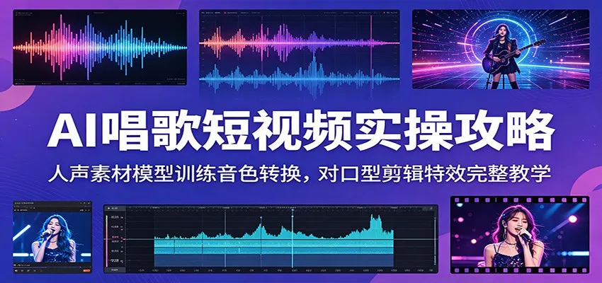 AI唱歌短视频实操攻略：人声素材模型训练音色转换，对口型剪辑特效完整教学mc69.cn - 副业项目分享,互联网学习资源,考公考研资料,虚拟资料与创业思路天璇笔记网
