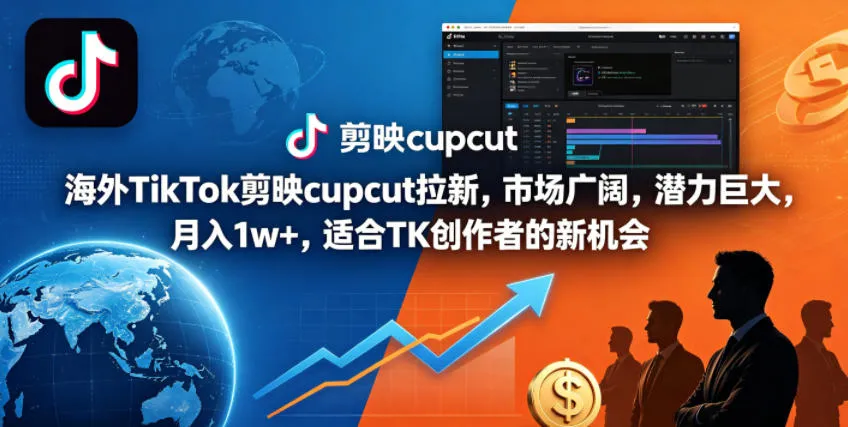 海外TikTok剪映cupcut拉新，市场广阔，潜力巨大，月入1w+，适合TK创作者的新机会mc69.cn - 副业项目分享,互联网学习资源,考公考研资料,虚拟资料与创业思路天璇笔记网