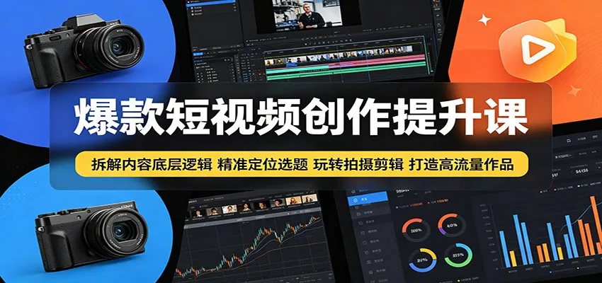 爆款短视频创作提升课：拆解内容底层逻辑，精准定位选题玩转拍摄剪辑打造高流量作品mc69.cn - 副业项目分享,互联网学习资源,考公考研资料,虚拟资料与创业思路天璇笔记网