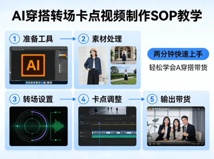 AI穿搭转场卡点视频制作SOP教学，两分钟快速上手，轻松学会AI穿搭带货mc69.cn - 副业项目分享,互联网学习资源,考公考研资料,虚拟资料与创业思路天璇笔记网