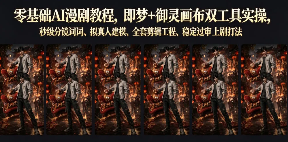零基础AI漫剧教程，即梦+御灵画布双工具实操，秒级分镜提示词、拟真人建模、全套剪辑工程、稳定过审上剧打法mc69.cn - 副业项目分享,互联网学习资源,考公考研资料,虚拟资料与创业思路天璇笔记网