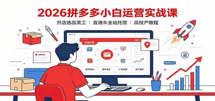 2026拼多多小白运营实战课：开店选品美工，直通车全站托管高投产教程mc69.cn - 副业项目分享,互联网学习资源,考公考研资料,虚拟资料与创业思路天璇笔记网