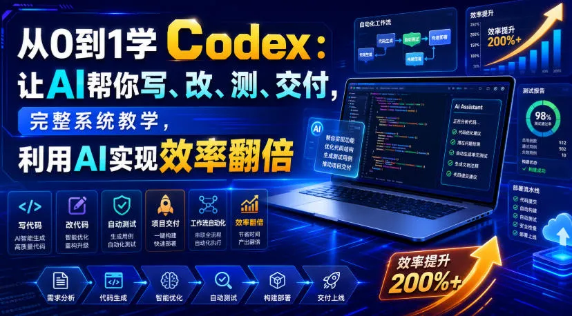 从0到1学Codex：让AI帮你写、改、测、交付，完整系统教学，利用AI实现效率翻倍mc69.cn - 副业项目分享,互联网学习资源,考公考研资料,虚拟资料与创业思路天璇笔记网