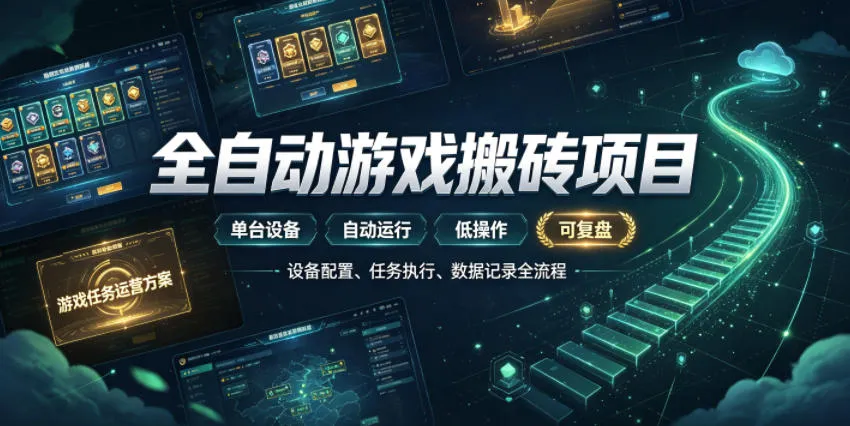 实现全自动游戏搬砖躺賺，每日稳定收益千元，近几年最稳，一台设备就能做！【揭秘】mc69.cn - 副业项目分享,互联网学习资源,考公考研资料,虚拟资料与创业思路天璇笔记网