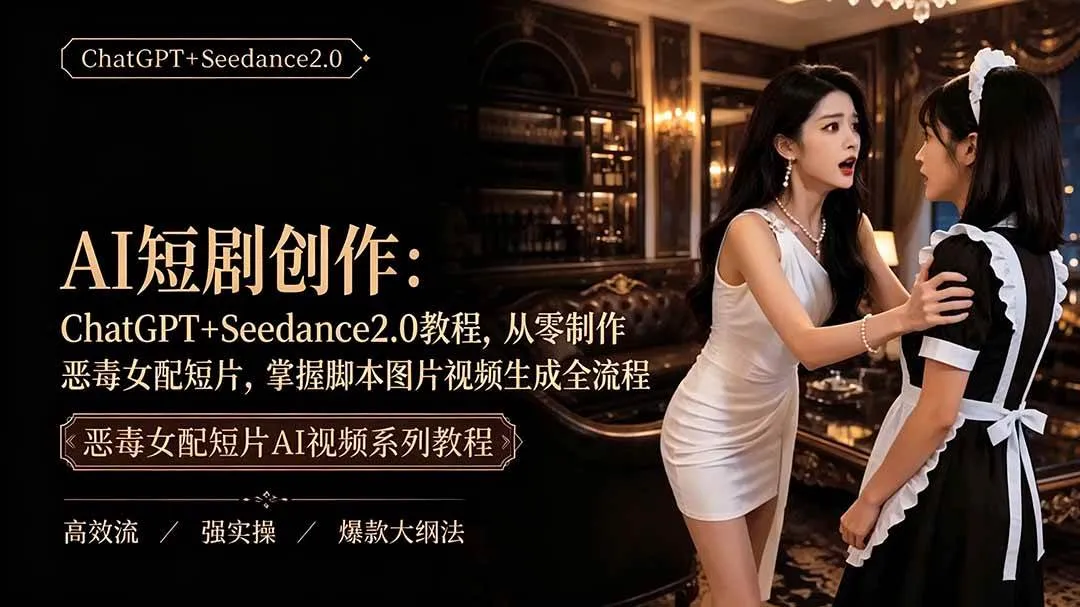 (19545期)AI短剧创作:ChatGPT+Seedance2.0教程,从零制作恶毒女配短片,掌握脚本图片视频生成全流程 (19545期)AI短剧创作:ChatGPT+Seedance2.0教程,从零制作恶毒女配短片,掌握脚本图片视频生成全流程