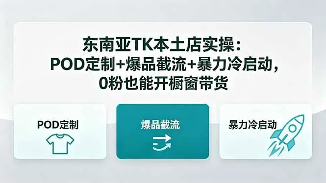 （18381期）东南亚TK本土店实操：POD定制+爆品截流+暴力冷启动，0粉也能开橱窗带货mc69.cn - 副业项目分享,互联网学习资源,考公考研资料,虚拟资料与创业思路天璇笔记网