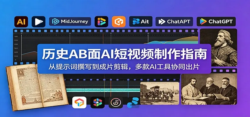 历史AB面AI短视频制作指南：从提示词撰写到成片剪辑，多款AI工具协同出片mc69.cn - 副业项目分享,互联网学习资源,考公考研资料,虚拟资料与创业思路天璇笔记网