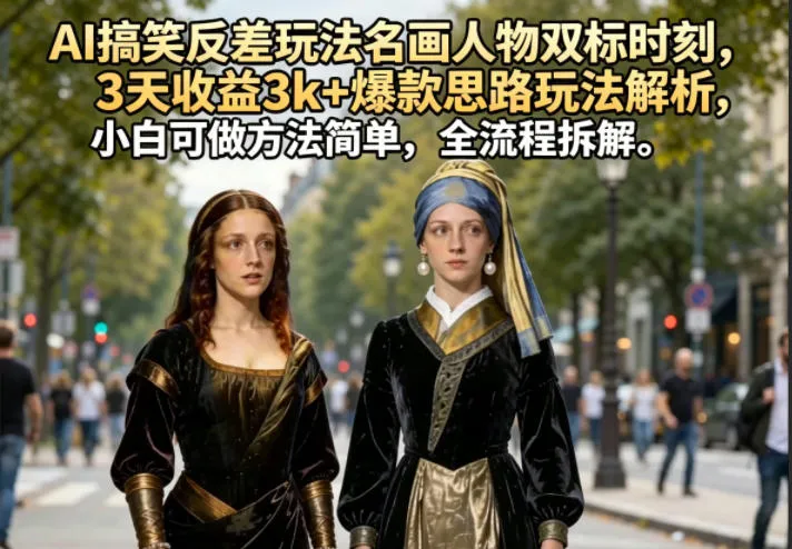 AI搞笑反差玩法名画人物双标时刻，3天收益3k+爆款思路玩法解析，小白可做方法简单，全流程拆解mc69.cn - 副业项目分享,互联网学习资源,考公考研资料,虚拟资料与创业思路天璇笔记网