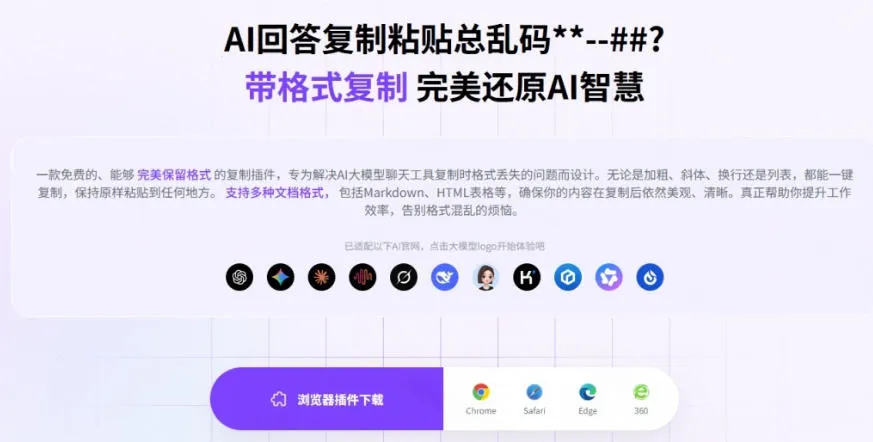 你的AI回答内容复制格式总乱码?完美一键保留原格式复制,办公宝藏浏览器插件Copy With Format 你的AI回答内容复制格式总乱码?完美一键保留原格式复制,办公宝藏浏览器插件Copy With Format