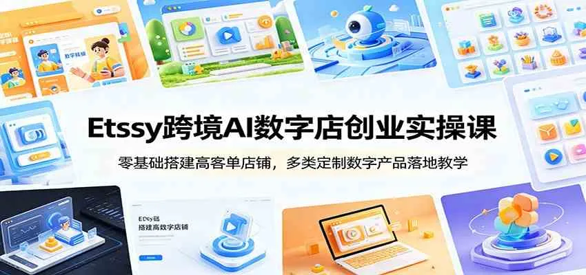 Etsy跨境AI数字店创业实操课：零基础搭建高客单店铺，多类定制数字产品落地教学mc69.cn - 副业项目分享,互联网学习资源,考公考研资料,虚拟资料与创业思路天璇笔记网
