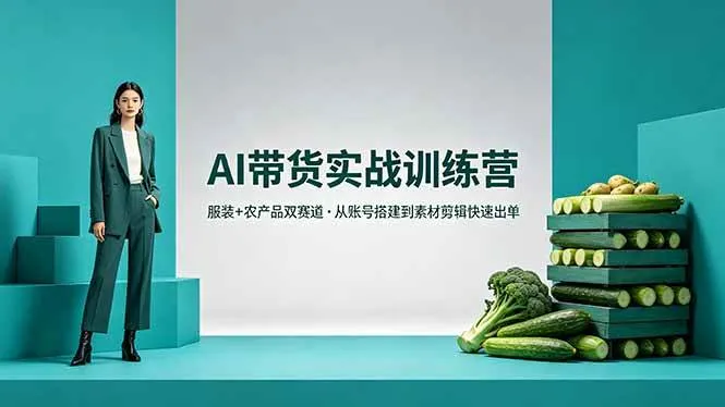 （18355期）AI带货实战训练营，服装+农产品双赛道，从账号搭建到素材剪辑快速出单mc69.cn - 副业项目分享,互联网学习资源,考公考研资料,虚拟资料与创业思路天璇笔记网