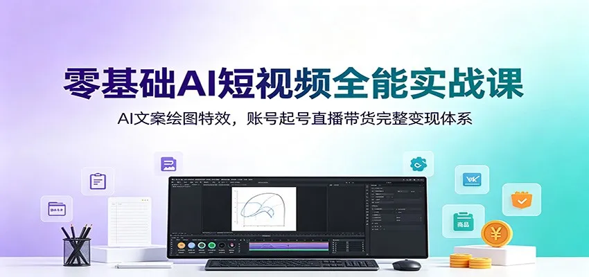 零基础AI短视频全能实战课:AI文案绘图特效,账号起号直播带货完整变现体系 零基础AI短视频全能实战课:AI文案绘图特效,账号起号直播带货完整变现体系