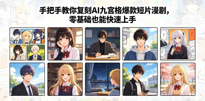 手把手教你复刻AI九宫格爆款短片漫剧，零基础也能快速上手mc69.cn - 副业项目分享,互联网学习资源,考公考研资料,虚拟资料与创业思路天璇笔记网