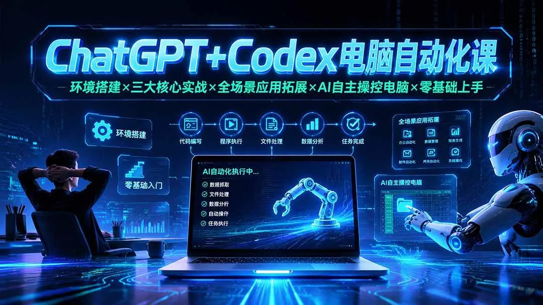 （19583期）ChatGPT+Codex电脑自动化课：环境搭建×三大核心实战×全场景应用拓展×AI自主操控电脑×零基础上手mc69.cn - 副业项目分享,互联网学习资源,考公考研资料,虚拟资料与创业思路天璇笔记网